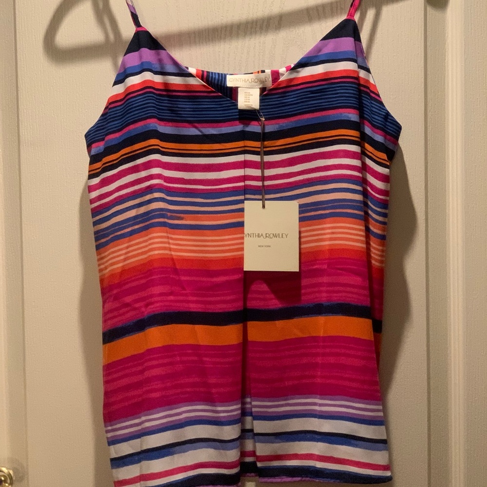 *NWT Great Flowy Summer Top! Cynthia Rowley Multi Stripe Spaghetti Med